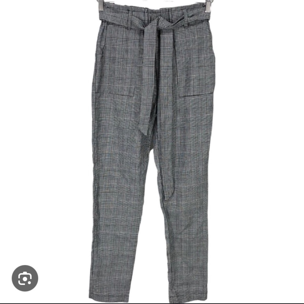 Houndstooth Tie Waist Work Pant